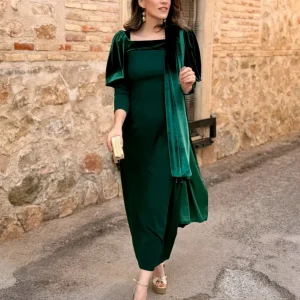 Vestido midi verde botella | Esmeralda