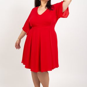 Vestido Rojo Corto con Mangas Fluidas.