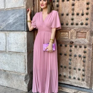 Vestido plisado rosa | Catalina